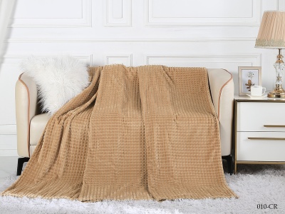 Плед Cleo "Carre"  велсофт полуторный 150*200 (150/010-CR, Клетка, Бежевый)