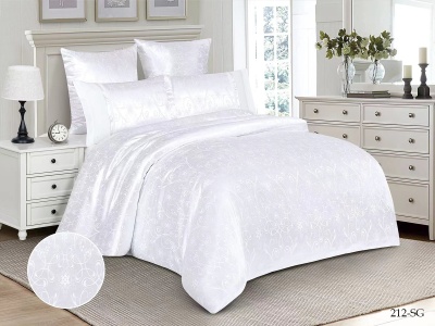 КПБ Cleo "Satin Jacquard" дуэт 150*215*2 230*250*1(±5) 50*70*2+5см(±2) 70*70*2(±2) (41/212-SG, Узоры, Белый)