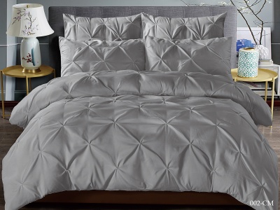 КПБ Cleo микросатин "Casa Mare" полуторный 150*215*1 150*200*25(±5) 50*70*2(±2) в коробке  (15/012-CM, Однотонное, Серый)