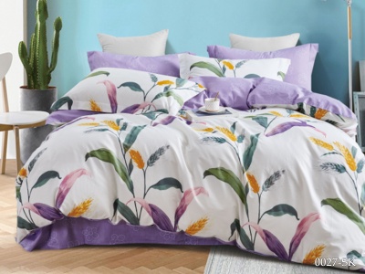 КПБ Cleo сатин набивной "Satin de Luxe" полуторный 150*210*1 160*230*1(±5) 70*70*2(±2) (15/0027-SK, Растения, Мультиколор)