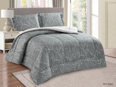 КПБ CLEO сатин "Notte Bianca" с одеялом двуспальный 180*210*1 230*250*1 50*70*2(±2) (22/017-NBO, Ветви, Серый)