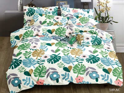 КПБ Cleo полисатин "Art Color" двуспальный 175*215*1 200*220*1(±5) 70*70*2(±2) (20/149-AC, Листья, Белый) КПБ Cleo полисатин "Art Color" двуспальный 175*215*1 200*220*1(±5) 70*70*2(±2) (20/149-AC, Листья, Белый)