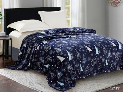 Плед Cleo "California" велсофт полуторный 150*200 (150/187-pf, Узоры, Синий)