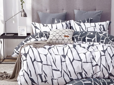 КПБ Cleo сатин набивной "Satin de Luxe" полуторный 150*210*1 160*230*1(±5) 70*70*2(±2) (15/623-SK, Абстракция, Мультиколор)