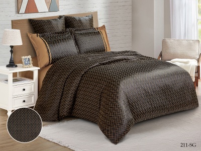 КПБ Cleo "Satin Jacquard" дуэт 150*215*2 230*250*1(±5) 50*70*2+5см(±2) 70*70*2(±2) (41/211-SG, Узоры, Коричневый)