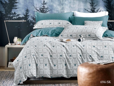 КПБ Cleo сатин набивной "Satin de Luxe" дуэт 150*210*2 230*250*1(±5) 50*70+5*2 70*70*2(±2) (41/694-SK, Геометрия, Мультиколор)