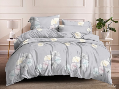 КПБ Cleo полисатин "Art Color" евро 200*220*1 220*240*1(±5) 50*70*2(±2) 70*70*2(±2) (31/107-AC, Цветы, Серый)