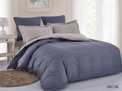 КПБ Cleo сатин набивной "Satin de Luxe" дуэт 150*210*2 230*250*1(±5) 50*70+5*2 70*70*2(±2) (41/681-SK, Орнамент, Синий)