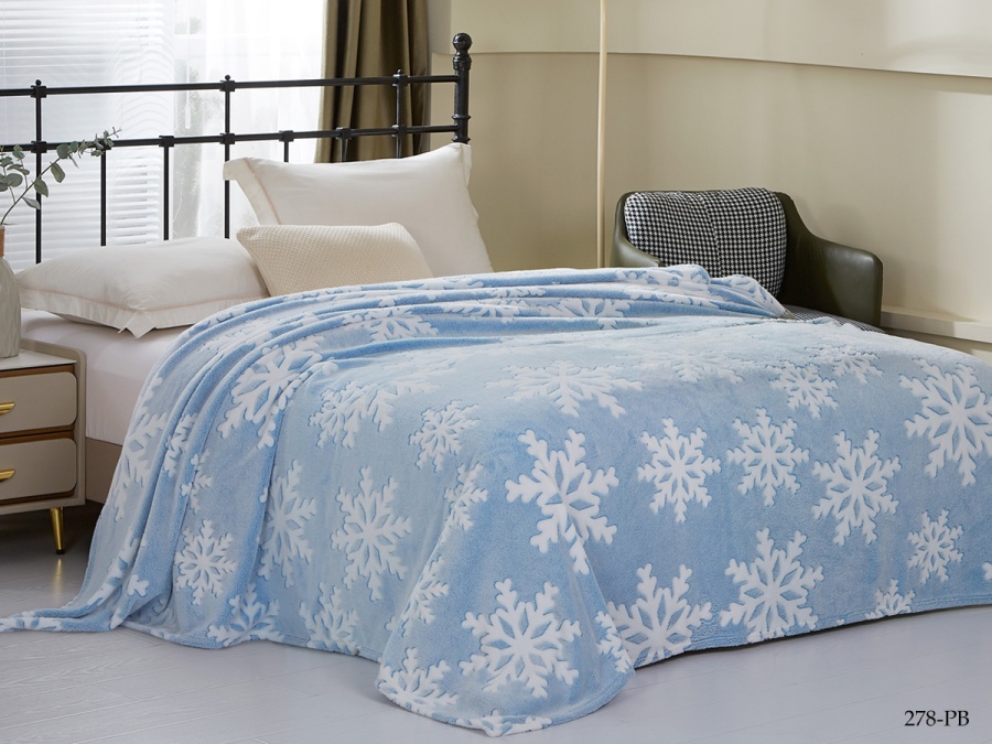 Плед Cleo "Bamboo" двуспальный 180*200 микрофибра 100% (180/278-pb, Узоры, Голубой)