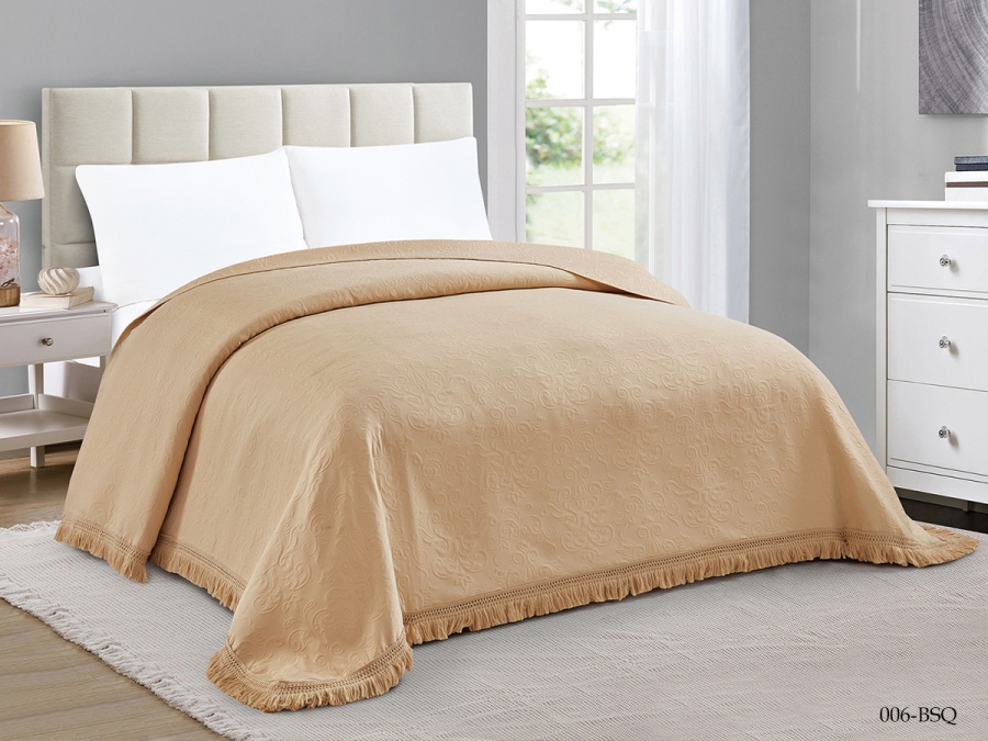 Покрывало Cleo "BOSQUA" 240*260  (240/006-BSQ, Однотонное,Кремовый)