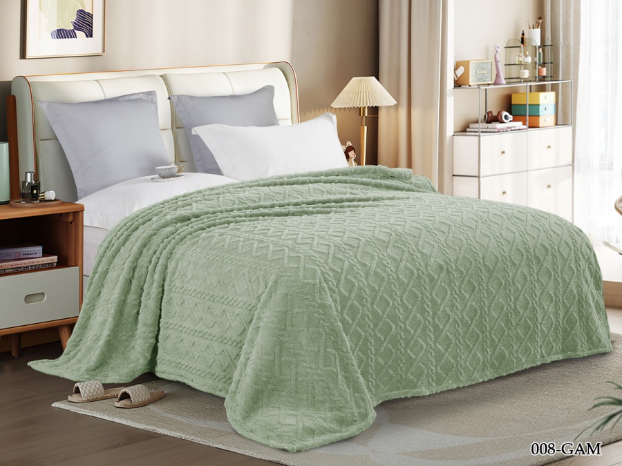 Плед Cleo "Gammi" велсофт полуторный 150*200 (150/008-GAM, Геометрия, Зеленый)