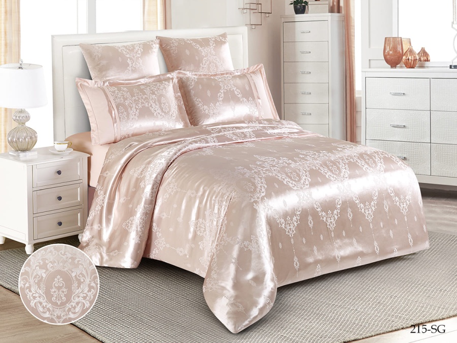 КПБ Cleo "Satin Jacquard" двуспальный 180*215*1 220*240*1(±5) 50*70+5*2(±2) 70*70*2(±2) (21/215-SG, Узоры, Бежевый)