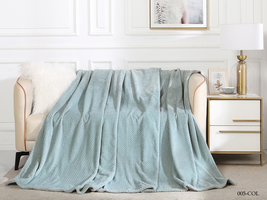 Плед CL HOME "Coletta" велсофт двуспальный 180*200 (180/005-COL, Оригинальное, Голубой)