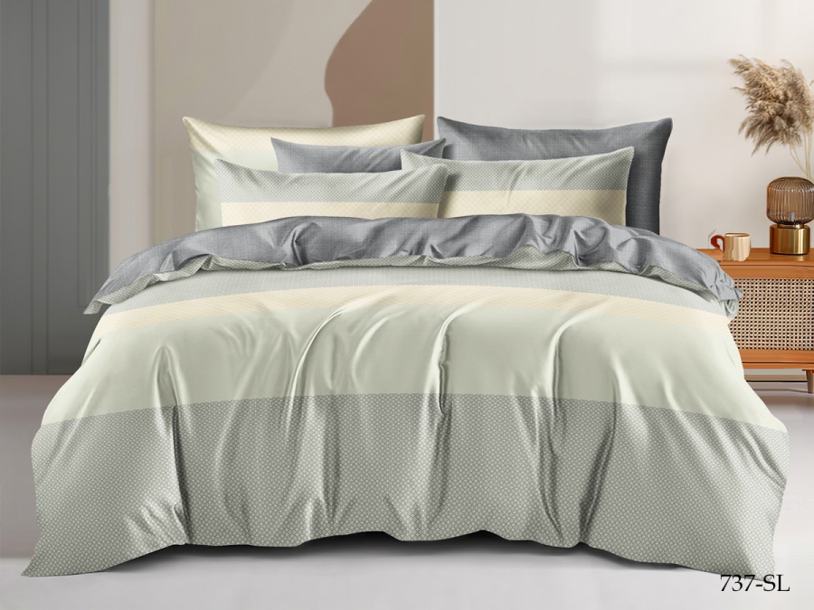 КПБ Cleo сатин набивной "Satin Lux" полуторный 145*215*1 150*220*1(±5) 70*70*2(±2) (CL15/737-SL, Оригинальное, Мультиколор)