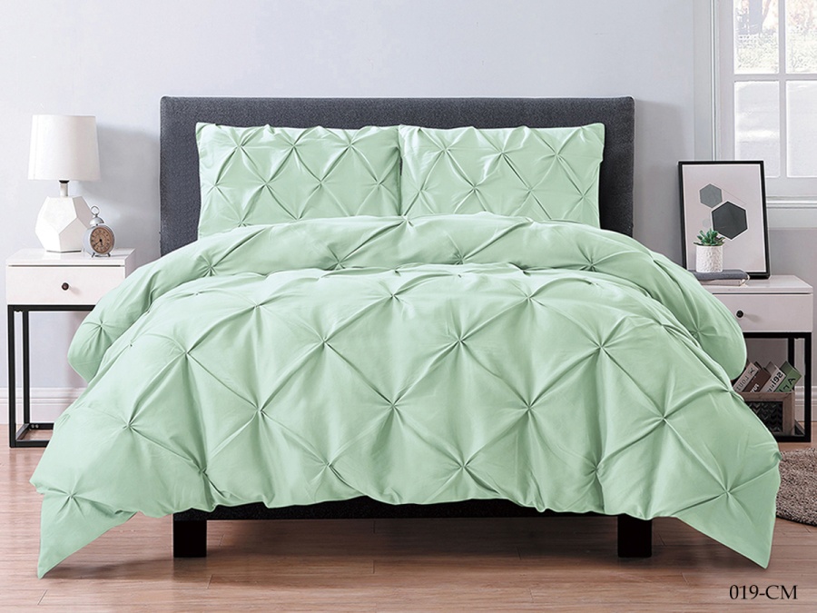 КПБ Cleo микросатин "Casa Mare" полуторный 150*215*1 150*200*25(±5) 50*70*2(±2) в коробке  (15/019-CM, Однотонное, Зеленый)