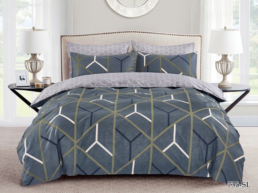 КПБ CL HOME сатин набивной "Satin Lux" евро 200*220*1 220*240*1(±5) 50*70*2(±2) 70*70*2(±2) (31/735-SL, Геометрия, Мультиколор)