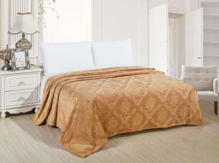 Плед Cleo "Parma" велсофт полуторный 150*200 (150/118-OP, Узоры, Коричневый)