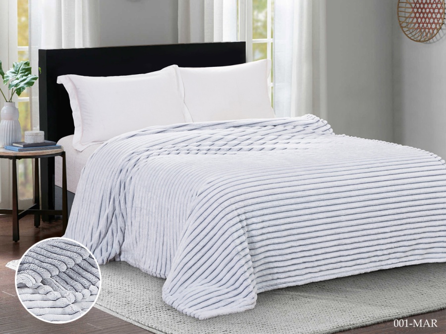 Плед Cleo "Marmari" велсофт двуспальный 180*200 (180/001-MAR, Полоска, Серый)