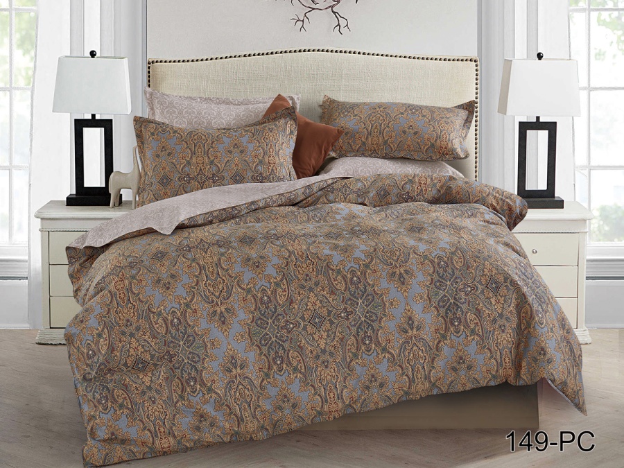 КПБ Cleo Поплин "Pure Cotton" двуспальный 175*215*1 200*220*1(±5) 70*70*2(±2) в ПВХ (20/149-PC, Узоры, Коричневый)