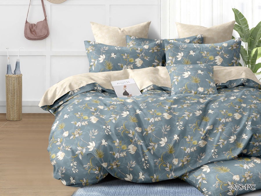 КПБ Cleo Поплин "Pure Cotton" полуторный 145*215*1 150*220*1(±5) 70*70*2(±2) в ПВХ (15/278-PC, Цветы, Мультиколор)
