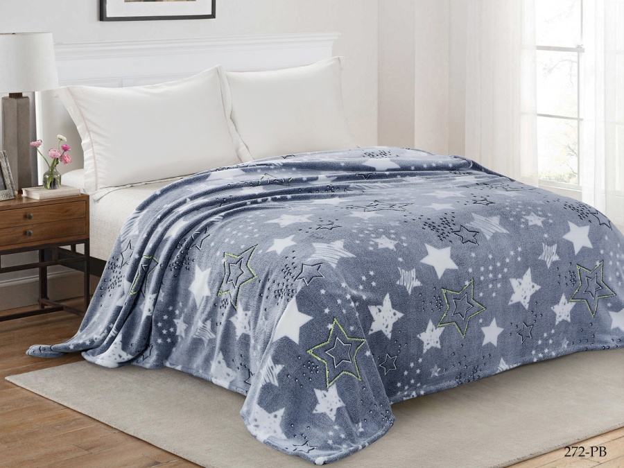 Плед Cleo "Bamboo" полуторный 150*200 микрофибра 100% (150/272-pb, Звезды, Серый)