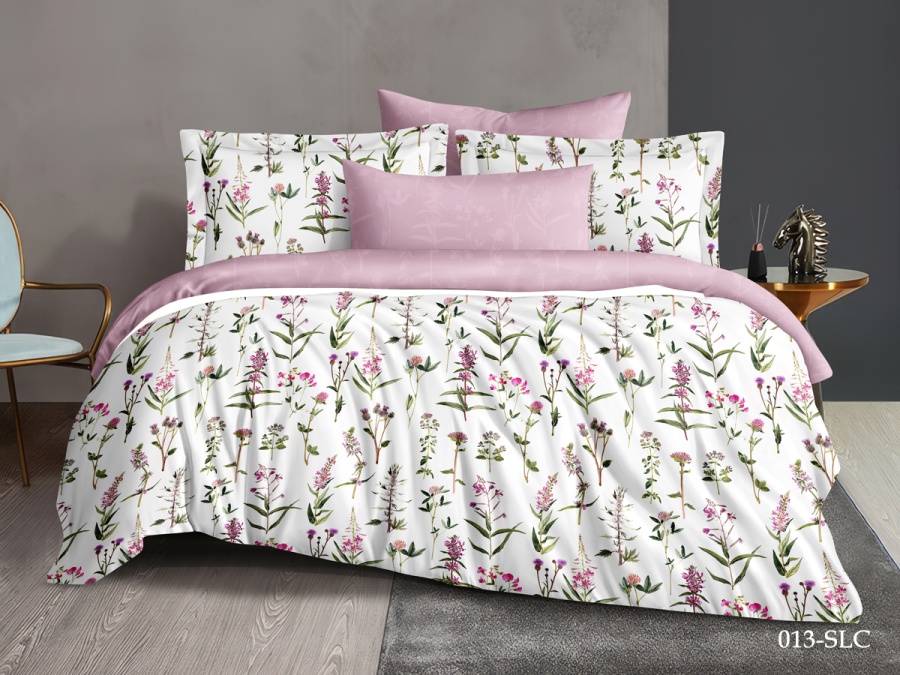 КПБ Cleo сатин набивной "Satin Lux" полуторный 145*215*1 150*220*1(±5) 70*70*2(±2) (15/013-SL, Цветы, Мультиколор)