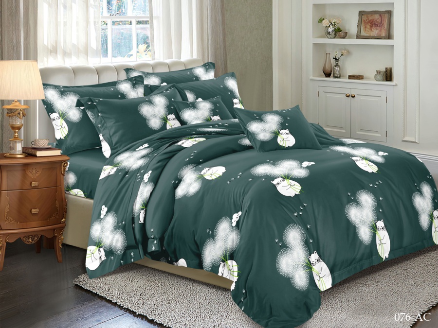 КПБ CL HOME полисатин "Art Color" дуэт 145*215*2 220*240*1(±5) 50*70*2(±2) 70*70*2(±2) в ПВХ (41/076-AC/CL, Оригинальное, Зеленый)