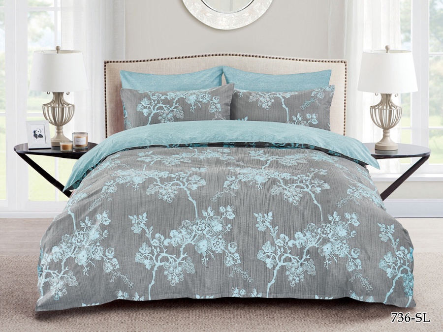 КПБ Cleo сатин набивной "Satin Lux" полуторный 145*215*1 150*220*1(±5) 70*70*2(±2) (CL15/736-SL, Цветы, Мультиколор)