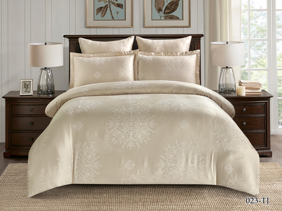 КПБ Cleo "Tencel Jacquard" двуспальный 180*210 230*250*1(±5) 50*70+5*2(±2) 70*70*2(±2) (21/023-TJ, Узоры, Бежевый) КПБ Cleo "Tencel Jacquard" двуспальный 180*210 230*250*1(±5) 50*70+5*2(±2) 70*70*2(±2) (21/023-TJ, Узоры, Бежевый)