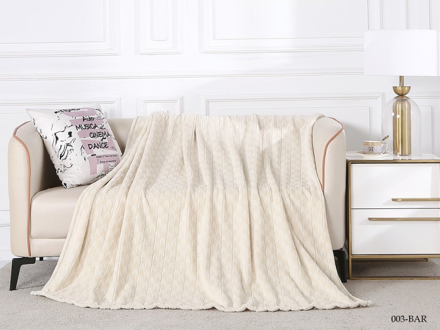 Плед CL HOME "Bars" велсофт полуторный 150*200 в атласной ленте (150/003-BAR/LA, Оригинальное, Молочный)