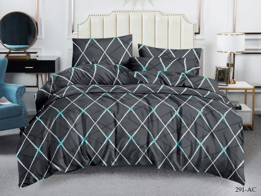 КПБ Cleo полисатин "Art Color" полуторный 145*215*1 150*220*1(±5) 70*70*2(±2) (15/291-AC, Геометрия, Серый)