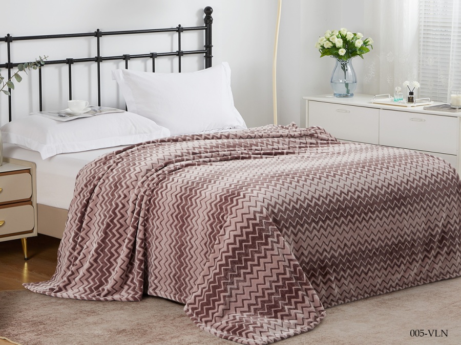 Плед Cleo "Volna" велсофт полуторный 150*200 (CL150/005-VLN, Зиг-заг, Коричневый)