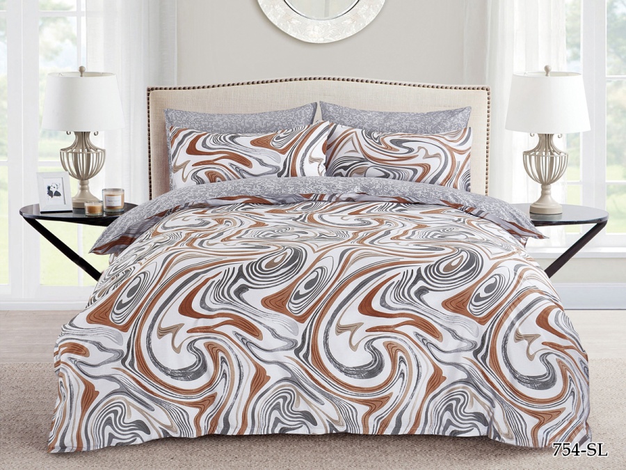 КПБ Cleo сатин набивной "Satin Lux" полуторный 145*215*1 150*220*1(±5) 70*70*2(±2) (CL15/754-SL, Оригинальное, Мультиколор)