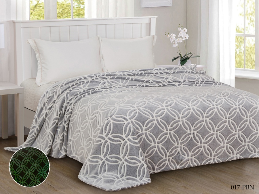 Плед Cleo «Bamboo Neon» велсофт полуторный 150*200 (150/017-PBN, Геометрия, Серый)