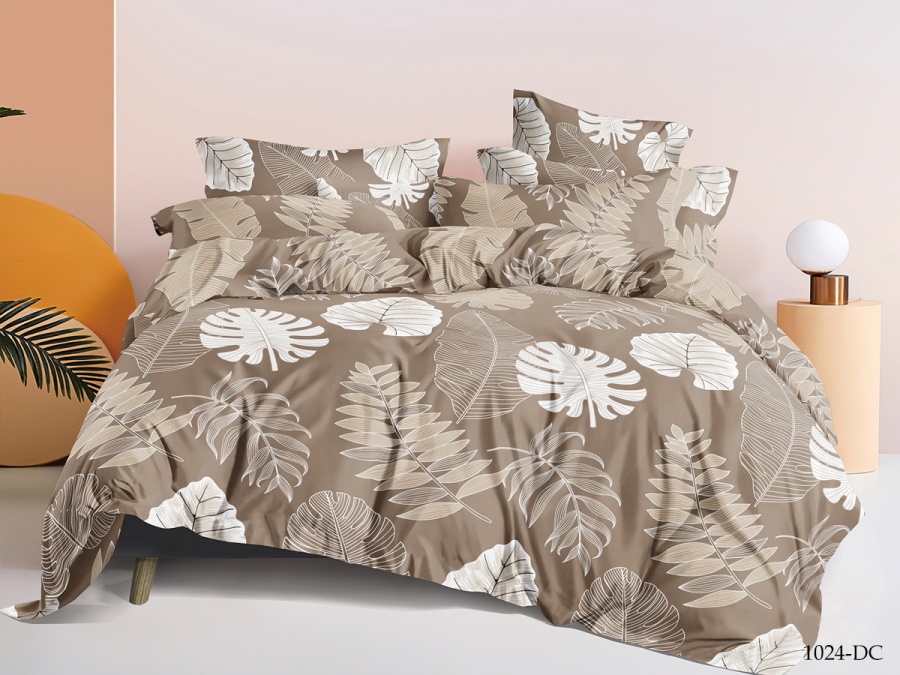 КПБ CL HOME микросатин "Dreams Color" полуторный 145*215*1 150*220*1(±5) 70*70*2(±2) (CH15/024-DC, Листья, Коричневый)