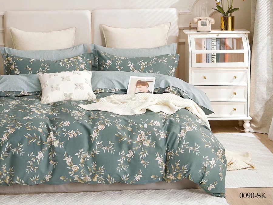 КПБ Cleo сатин набивной "Satin de Luxe" полуторный 150*210*1 160*230*1(±5) 70*70*2(±2) (15/0090-SK, Цветы, Мультиколор)