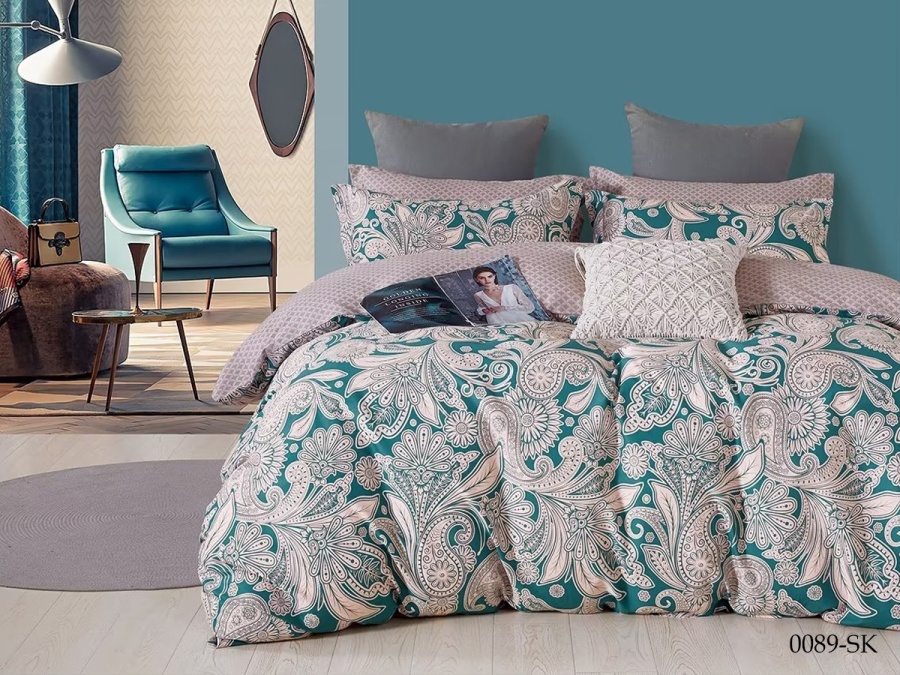 КПБ Cleo сатин набивной "Satin de Luxe" дуэт 150*210*2 230*250*1(±5) 50*70+5*2 70*70*2(±2) (41/0089-SK, Орнамент, Мультиколор)