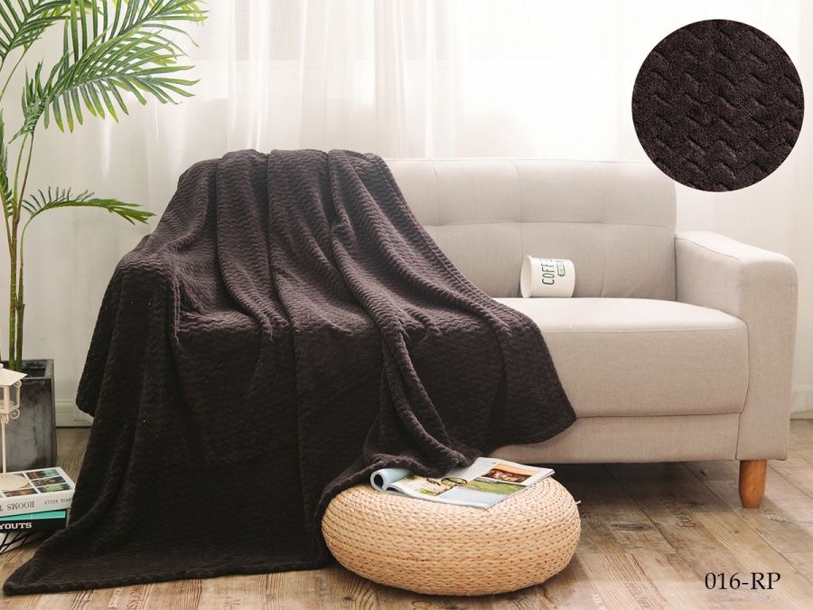 Плед Cleo "Royal plush" велсофт евро 200*220 (200/016-RP, Зигзаг, Коричневый)