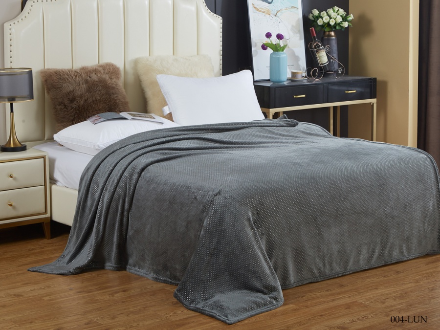 Плед Cleo "Luna" полуторный 150*200 в атласной ленте (150/004-LUN/LA, Оригинальное, Серый)