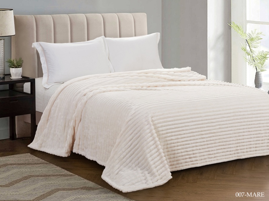 Плед CL HOME "Marmari" велсофт полуторный 150*200 MARE (CH150/007-MARE, Полоска, Молочный)