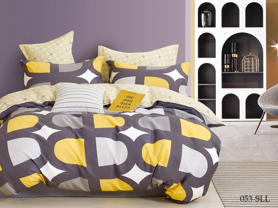 КПБ Cleo сатин набивной "Satin euro max" двуспальный 175*215*1 200*220*1(±5) 50*70*2(±2) (22/053-SLL, Геометрия, Мультиколор)