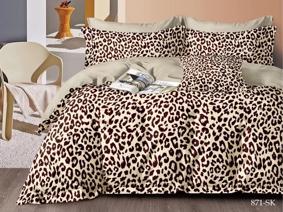 КПБ Cleo сатин набивной "Satin de Luxe" полуторный 150*210*1 160*230*1(±5) 70*70*2(±2) (15/871-SK, Оригинальное, Бежевый)