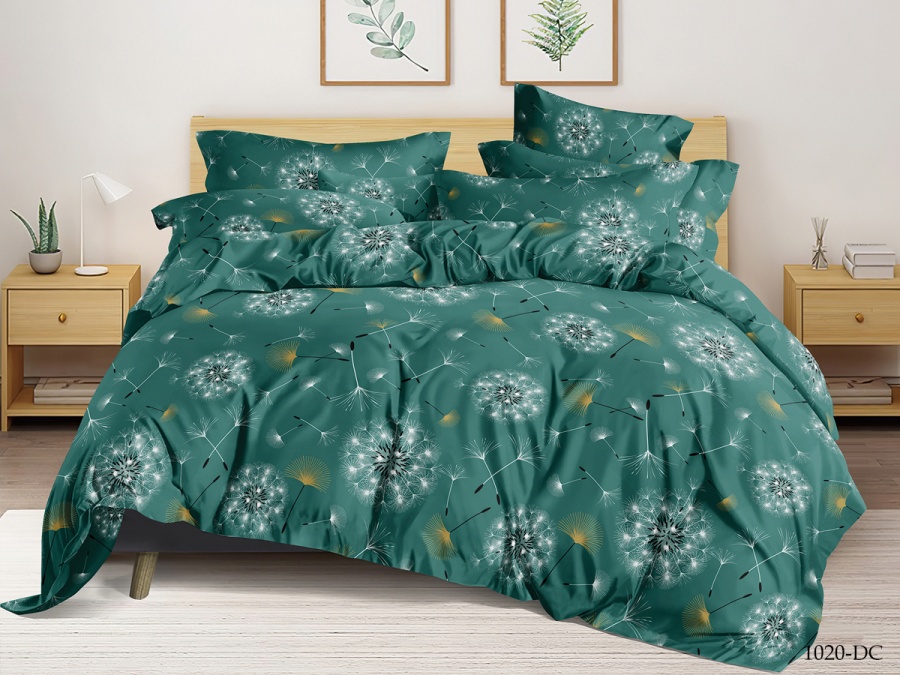 КПБ CL HOME микросатин "Dreams Color" полуторный 145*215*1 150*220*1(±5) 70*70*2(±2) (CH15/020-DC, Растения, Зеленый)