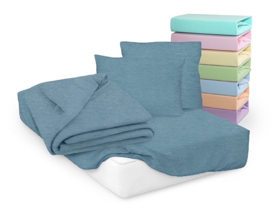 Простыня Cleo трикотажная на резинке 200*200*25 (20/26, Однотонный, Голубая ель меланж) Простыня Cleo трикотажная на резинке 200*200*25 (20/26, Однотонный, Голубая ель меланж)