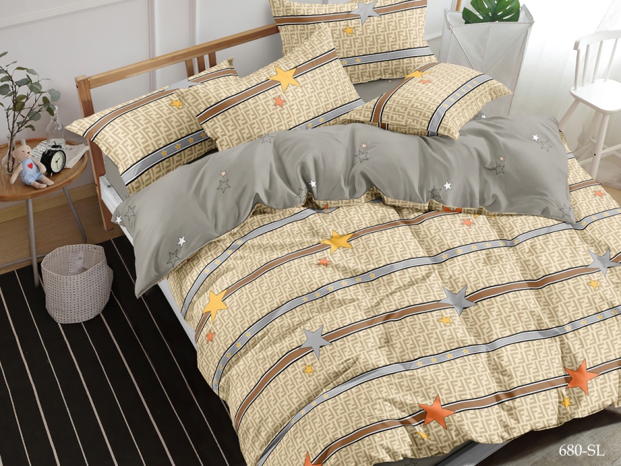 КПБ Cleo сатин набивной "Satin Lux" двуспальный 175*215*1 200*220*1(±5) 70*70*2(±2) (20/680-SL, Оригинальное, Мультиколор)