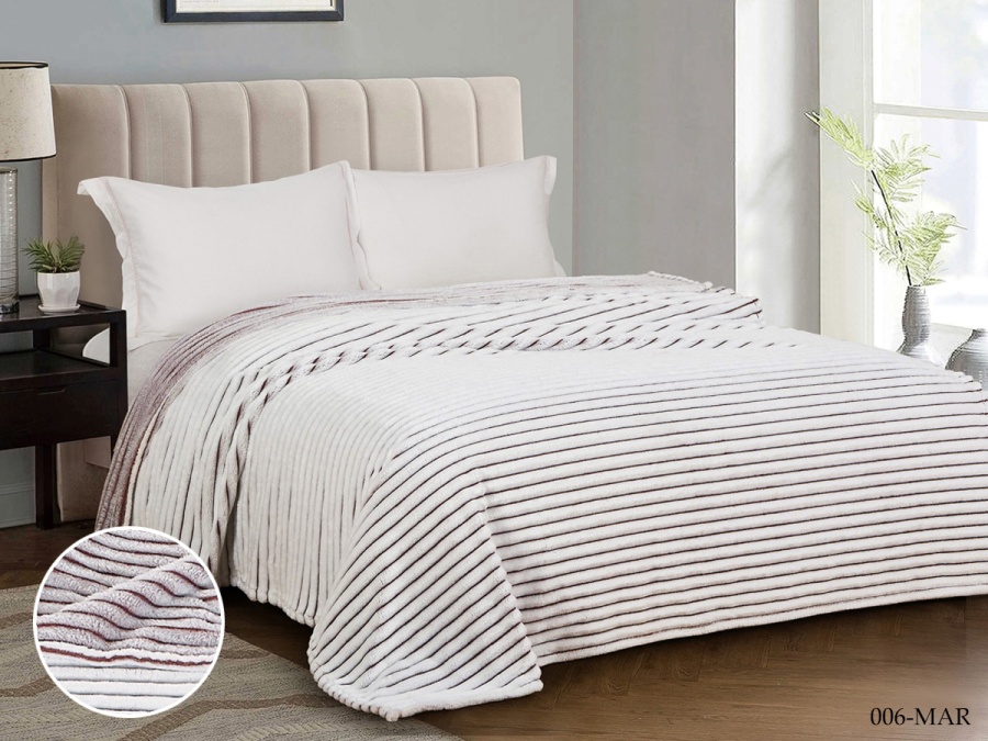 Плед Cleo "Marmari" велсофт полуторный 150*200 (150/006-MAR, Полоска, Коричневый)