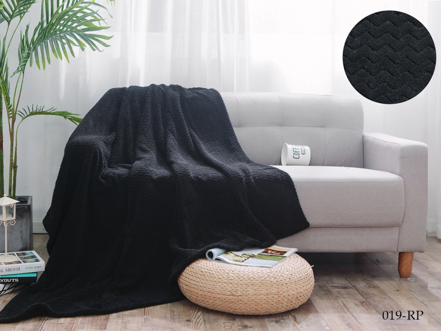 Плед Cleo "Royal plush" велсофт полуторный 150*200 (150/019-RP, Зигзаг, Черный)