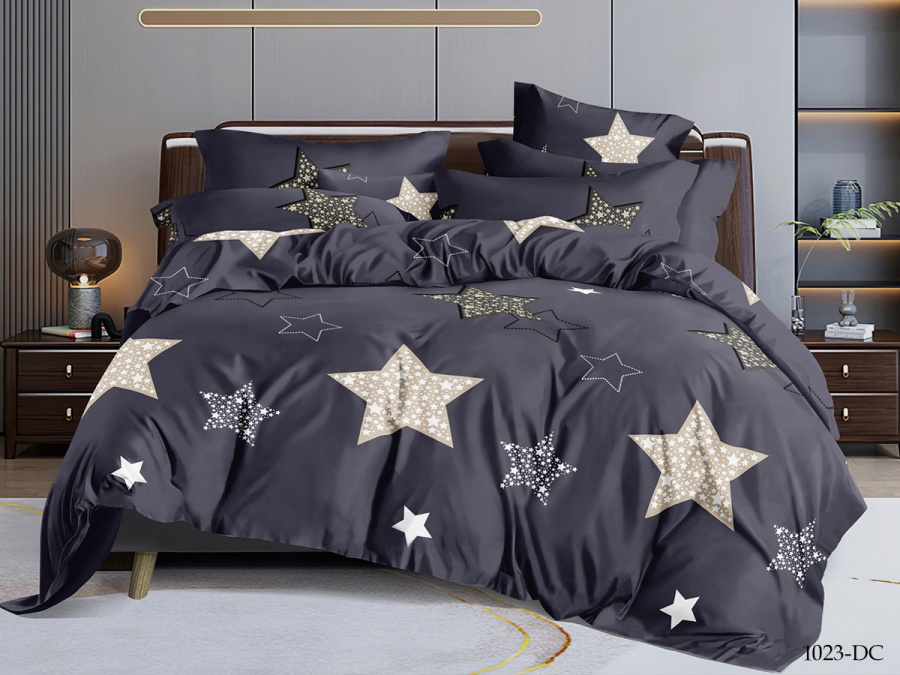 КПБ CL HOME микросатин "Dreams Color" полуторный 145*215*1 150*220*1(±5) 70*70*2(±2) (CH15/023-DC, Звезды, Серый)