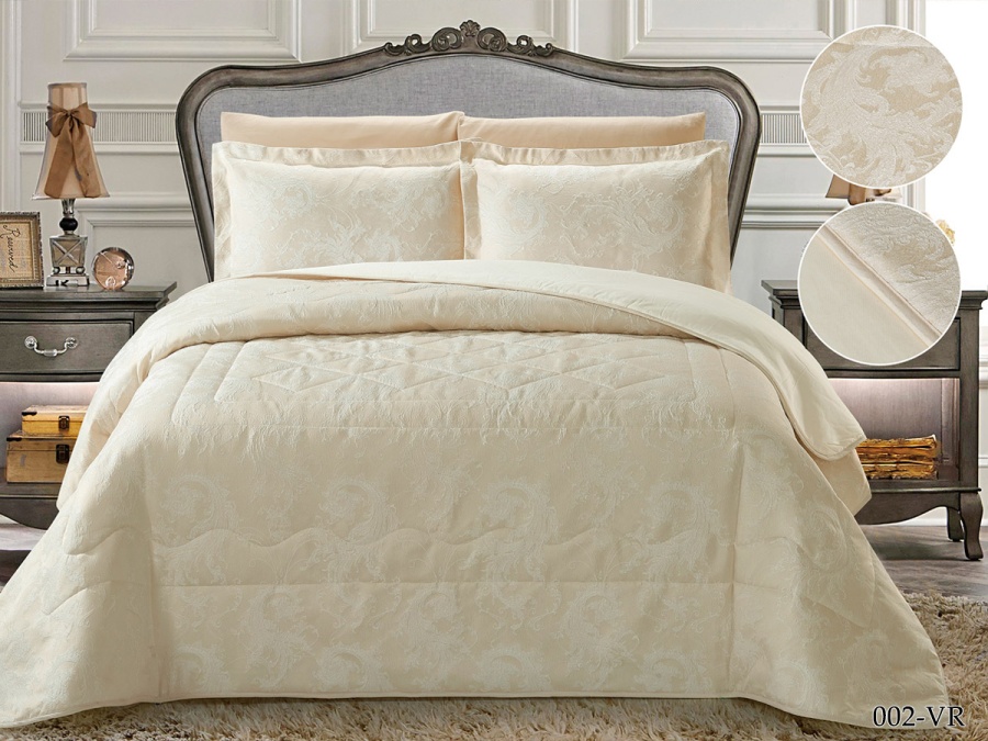 Покрывало Cleo "VERMONT" 220*240 50*70+5*2 в сумке (220/002-VRu, Узоры, Бежевый)