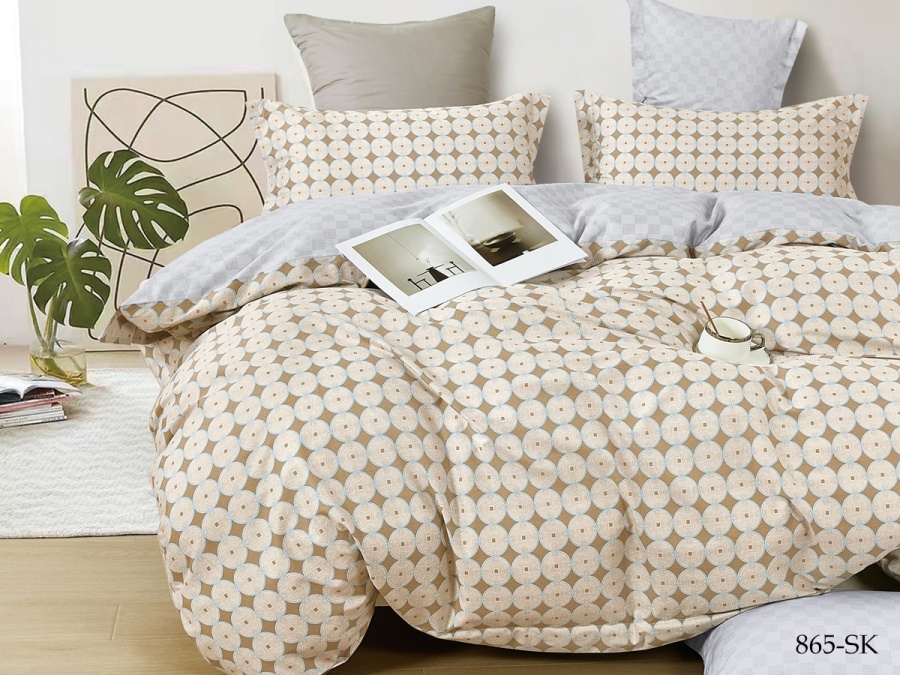 КПБ Cleo сатин набивной "Satin de Luxe" полуторный 150*210*1 160*230*1(±5) 70*70*2(±2) (15/865-SK, Оригинальное, Мультиколор)